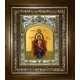 Икона освященная "Богородица со сродницами, праведными Анной и Марией", в киоте 20x24 см