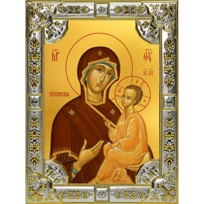 Икона освященная "Тихвинская икона Божией Матери", 18x24 см, со стразами фото
