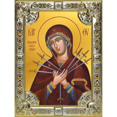 Икона освященная "Умягчение злых сердец, икона Божией Матери", 18x24 см, со стразами фото