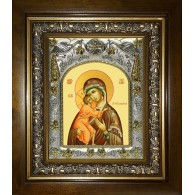 Икона освященная "Феодоровская(Федоровская) икона Божией Матери", в киоте 20x24 см фото