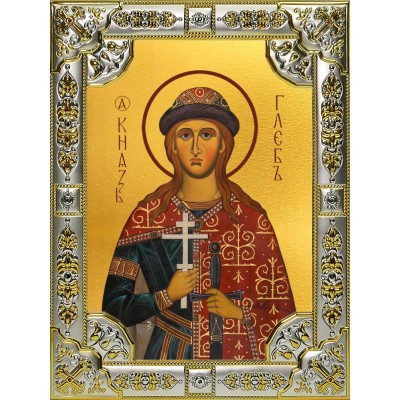Икона освященная "Глеб благоверный князь-страстотерпец", 18x24 см, со стразами фото