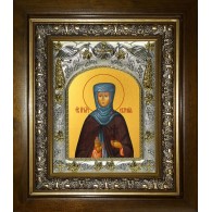 Икона освященная "Евгения Святая преподобномученица",в киоте 20x24 см фото