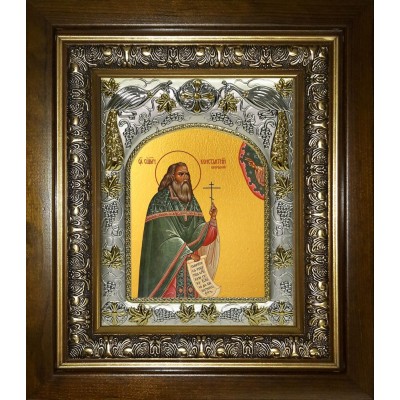 Икона освященная "Константин Богородский священномученик",в киоте 20x24 см фото