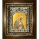 Икона освященная "Леонтий епископ Ростовский, святитель",в киоте 20x24 см