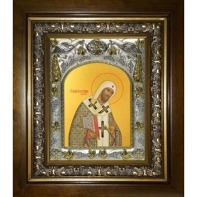 Икона освященная "Леонтий епископ Ростовский, святитель",в киоте 20x24 см фото