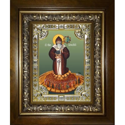 Икона освященная "Патрик (Патрикий) просветитель Ирландии, равноапостольный", в киоте 24x30 см фото