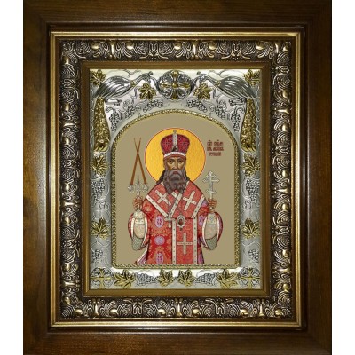 Икона освященная "Петр митрополит Крутицкий, священномученик", в киоте 20x24 см фото