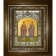 Икона освященная "Косьма и Дамиан мученики целители бессребреники", в киоте 20x24 см
