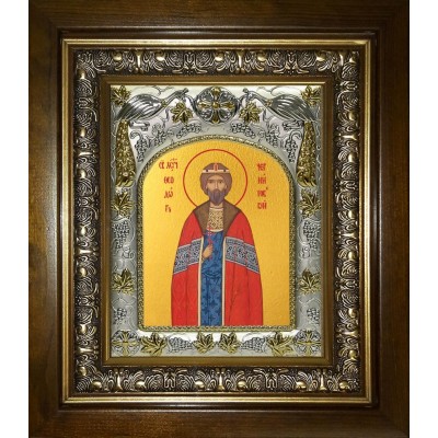 Икона освященная "Феодор (Фёдор) Черниговский", в киоте 20x24 см фото
