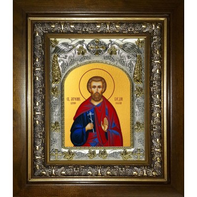Икона освященная "Богдан (Феодот) Адрианопольский мученик", в киоте 20x24 см фото