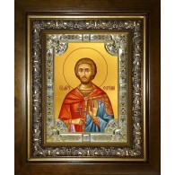 Икона освященная "Евгений Севастийский мученик", в киоте 24x30 см фото