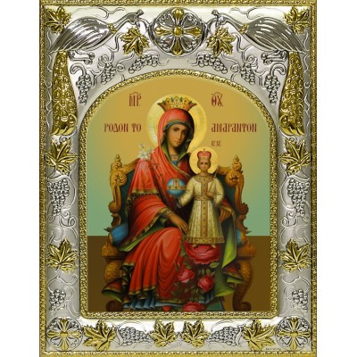 Икона освященная "Неувядаемая роза, икона Божией Матери", 14x18 см фото