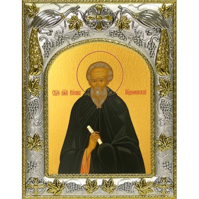 Икона освященная "Никон Радонежский преподобный, игумен", 14x18 см фото