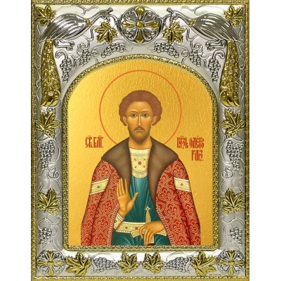 Икона освященная "Олег Рязанский, Святой благоверный князь", 14x18 см фото