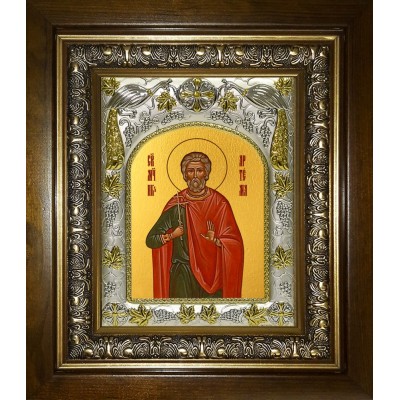 Икона освященная "Артема Кизический, мученик", в киоте 20x24 см фото
