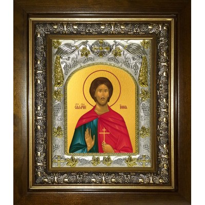 Икона освященная "Инна Новодунский, мученик", в киоте 20x24 см фото