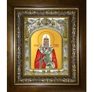 Икона освященная "Иона Новгородский, святитель", в киоте 20x24 см