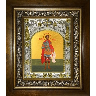 Икона освященная "Василиск Команский мученик", в киоте 20x24 см фото