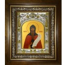 Икона освященная "Никандр Псковский, пустынник", в киоте 20x24 см