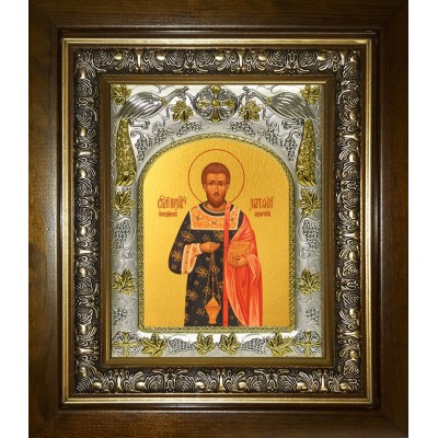 Икона освященная "Матфей (Матвей) Белгородский", в киоте 20x24 см фото