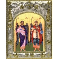 Икона освященная "Михаил и Гавриил Архангелы", в киоте 20x24 см фото