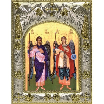 Икона освященная "Михаил и Гавриил Архангелы", в киоте 20x24 см фото