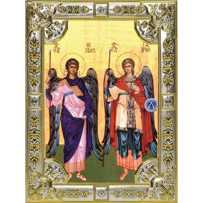 Икона освященная "Михаил и Гавриил Архангелы", 18x24 см, со стразами фото