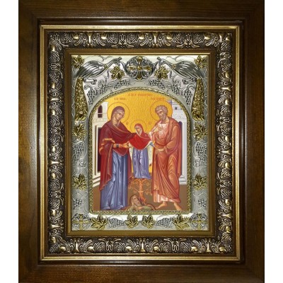 Икона освященная "Иоаким и Анна праведные богоотцы", в киоте 20x24 см фото