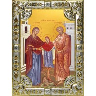 Икона освященная "Иоаким и Анна праведные богоотцы", 18x24 см, со стразами фото