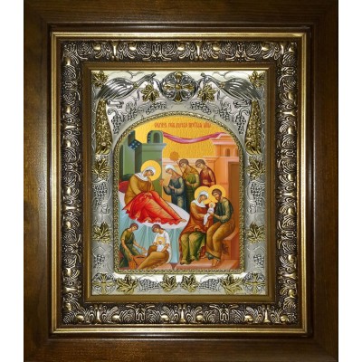 Икона освященная "Рождество Пресвятой Богородицы", в киоте 20x24 см фото