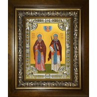 Икона освященная "Пересвет и Ослябя святые воины", в киоте 24x30 см фото