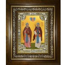 Икона освященная "Пересвет и Ослябя святые воины", в киоте 24x30 см