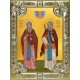 Икона освященная "Пересвет и Ослябя святые воины", 18x24 см, со стразами