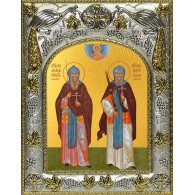 Икона освященная "Пересвет и Ослябя святые воины", 14x18 см фото