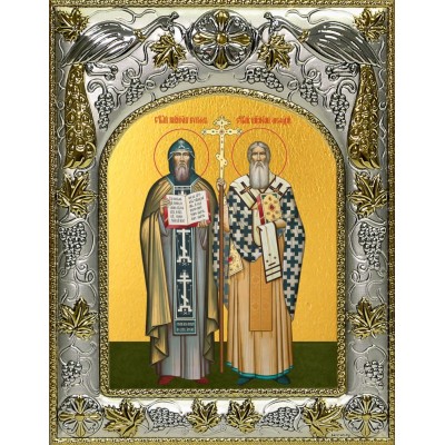 Икона освященная "Кирилл и Мефодий равноапостольные", 14x18 см фото