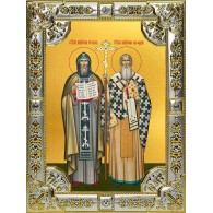 Икона освященная "Кирилл и Мефодий равноапостольные", 18x24 см, со стразами фото