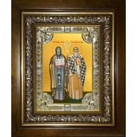 Икона освященная "Кирилл и Мефодий равноапостольные", в киоте 24x30 см фото