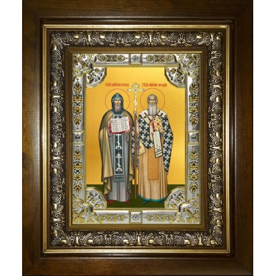Икона освященная "Кирилл и Мефодий равноапостольные", в киоте 24x30 см фото