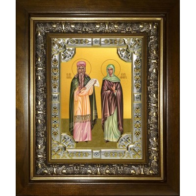 Икона освященная "Захария и Елисавета праведные", в киоте 24x30 см фото