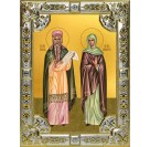 Икона освященная "Захария и Елисавета праведные", 18x24 см, со стразами