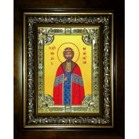 Икона освященная "Феодор (Фёдор) Черниговский", в киоте 24x30 см со стразами фото