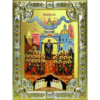 Икона освященная "Непроходимая дверь, икона Божией Матери", 18x24 см со стразами фото
