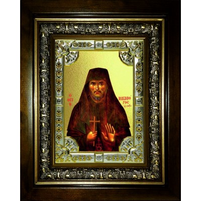 Икона освященная "Никифор Преподобный Прокаженный", в киоте 24x30 см со стразами фото