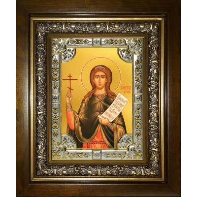 Икона освященная "Христина (Кристина) Тирская мученица", в киоте 24x30 см со стразами фото