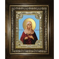 Икона освященная "Христина (Кристина) Лампсакийская", в киоте 24x30 см со стразами фото