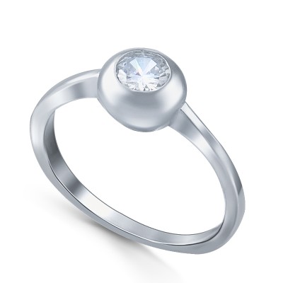 Кольцо с цирконом из серебра 925 пробы цвет металла белый 2.6 гр. фото