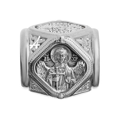 Бусина "Св. Ангел-Хранитель, моли Бога о мне" Ангел-Хранитель из серебра 925 пробы с чернением фото
