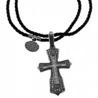 Подвеска-Гайтан "Да воскреснет Бог..." из серебра 925 пробы с чернением фото