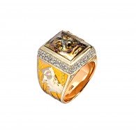 Кольцо с бриллиантом из комбинированного золота 585 пробы цвет металла комби 30.68 гр. фото