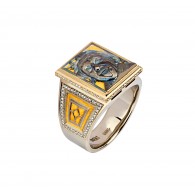 Кольцо с бриллиантом из комбинированного золота 585 пробы фото